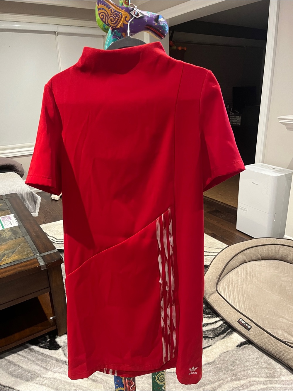adidas Women’s Red Short-Sleeve Polo Dress with Side Stripe